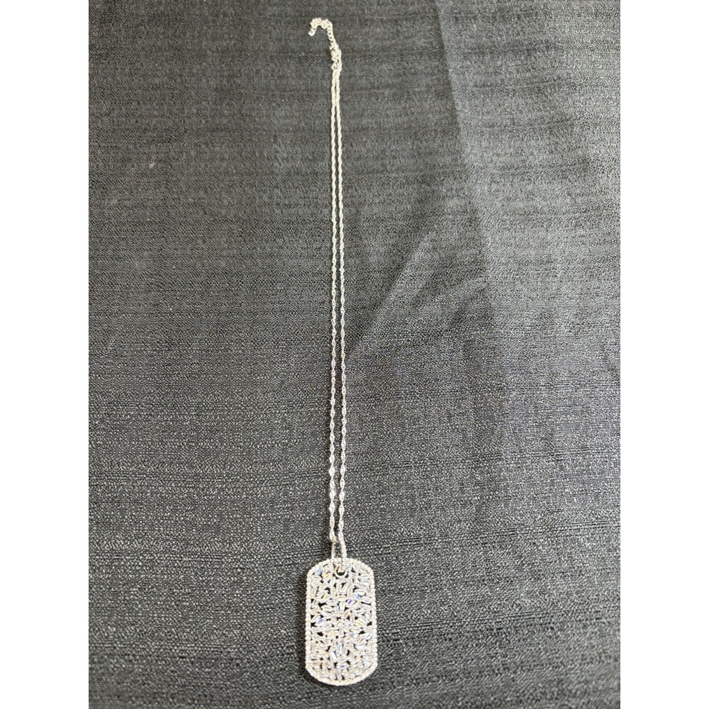 Madden 925 Sterling Silver Baguette CZ Dog Tag Pendant Necklace In Box